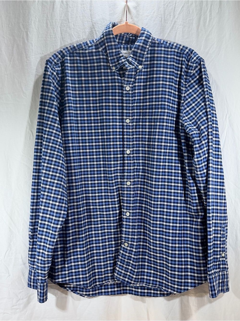 GAP Blue and White Plaid Button-Down Shirt